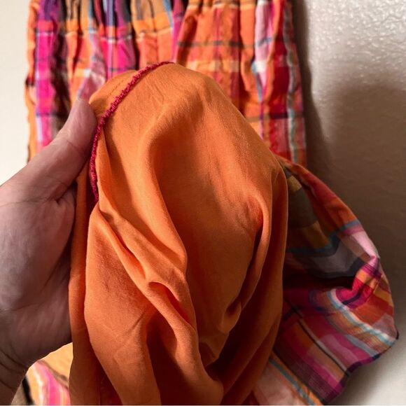 Anthropologie Maeve Pippa Pleated Orange Multi Plaid Midi Skirt Size Small NEW - Picture 8 of 13